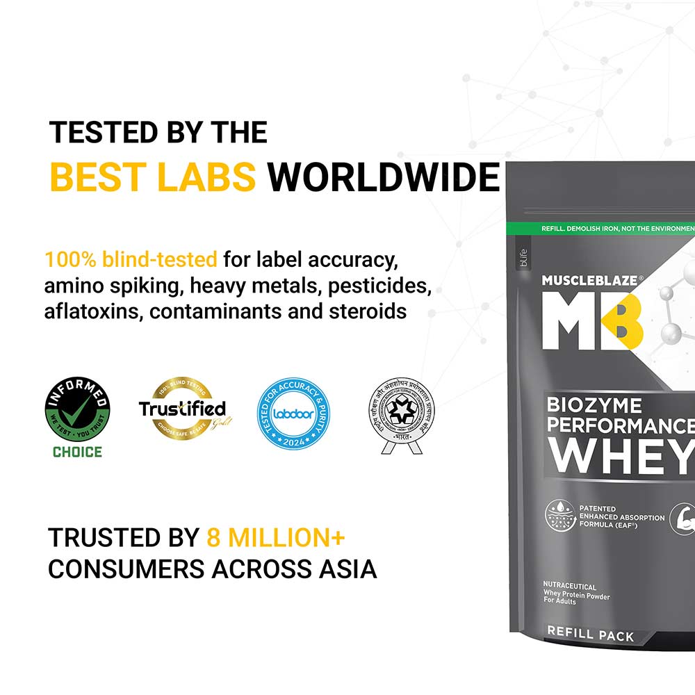 4 - MuscleBlaze Biozyme Performance Whey,  2.2 lb  Refill Pack Rich Chocolate