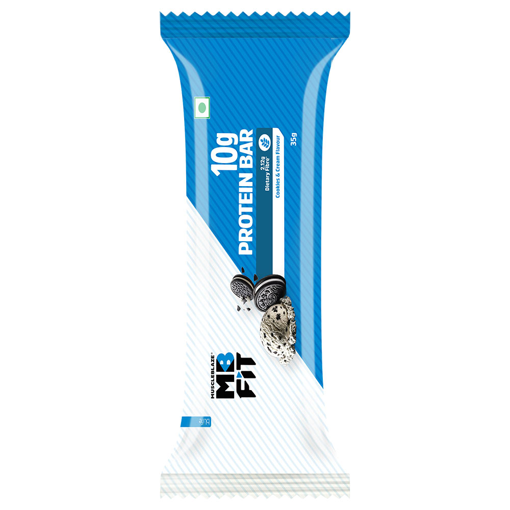 10 - MuscleBlaze Protein Bar (10 gm Protein),  6 bar(s)  Cookies & Cream 