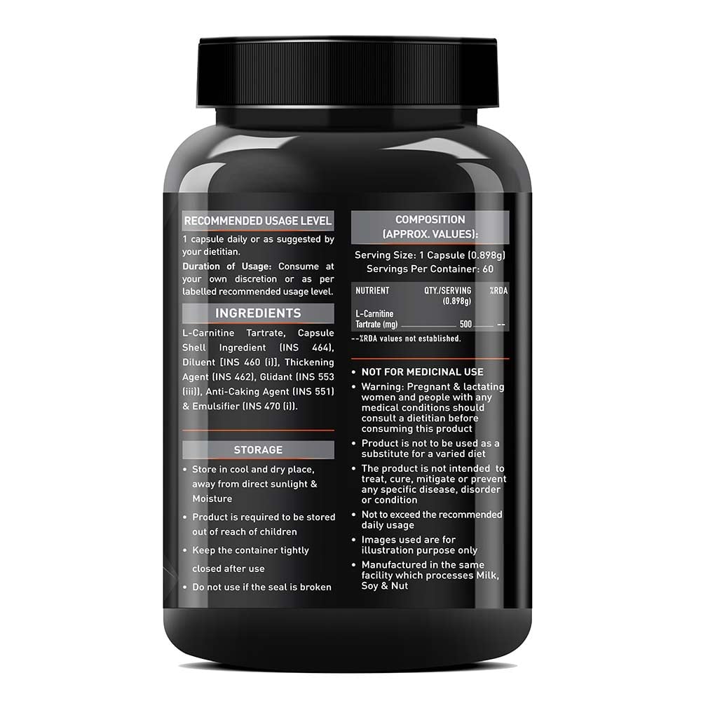 5 - MuscleBlaze L-Carnitine L-Tartrate,  60 capsules  Unflavoured 