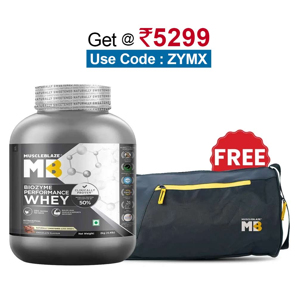 MuscleBlaze Biozyme Performance Whey,  4.4 lb  Less Sweet Chocolate 