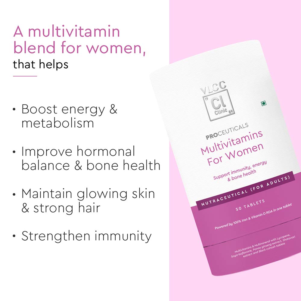 3 - VLCC Clinic Proceuticals Multivitamins for Women,  50 tablet(s)  Unflavoured 