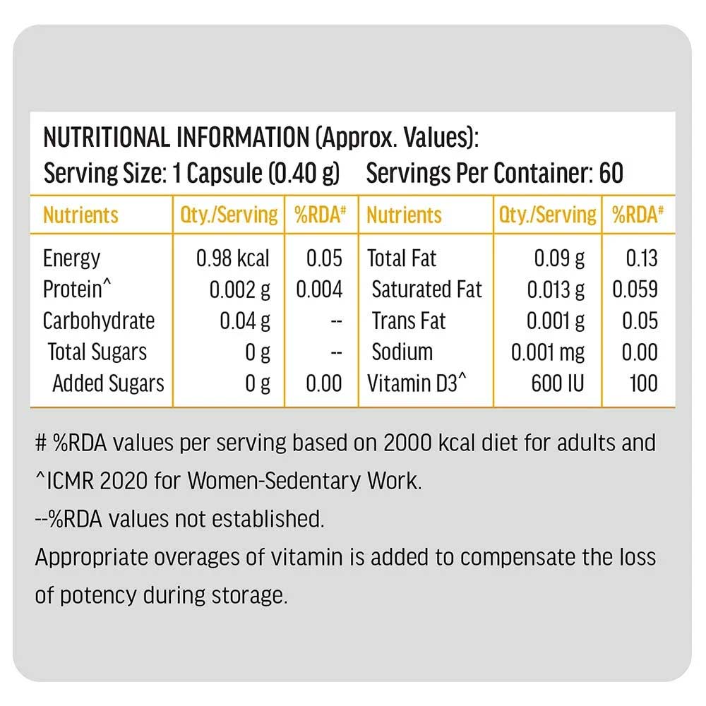 HK Vitals Calcium & Vitamin D3 60 Caps Combo