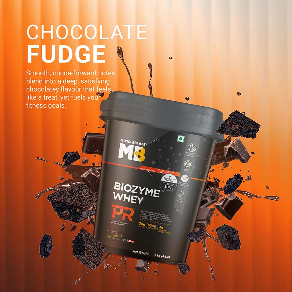 3 - MuscleBlaze Biozyme Whey PR,  8.8 lb  Chocolate Fudge