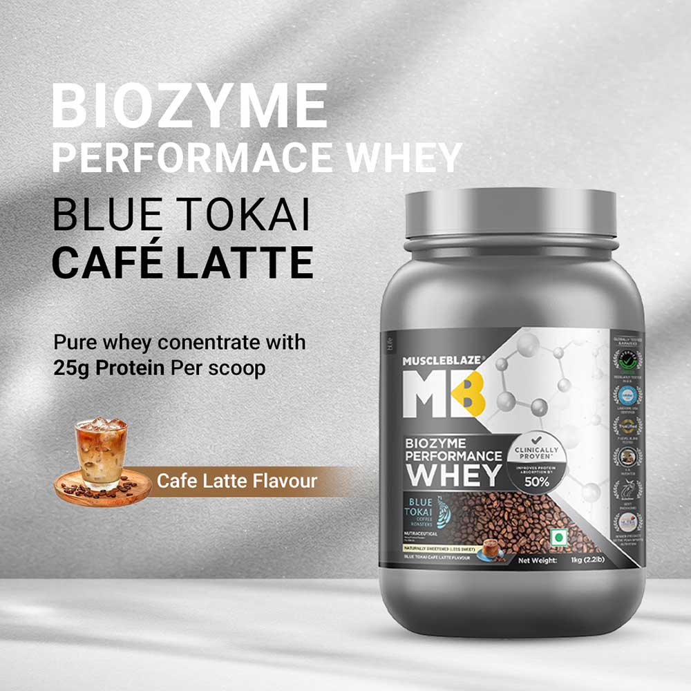 2 - MuscleBlaze Biozyme Performance Whey,  2.2 lb  Blue Tokai Cafe Latte