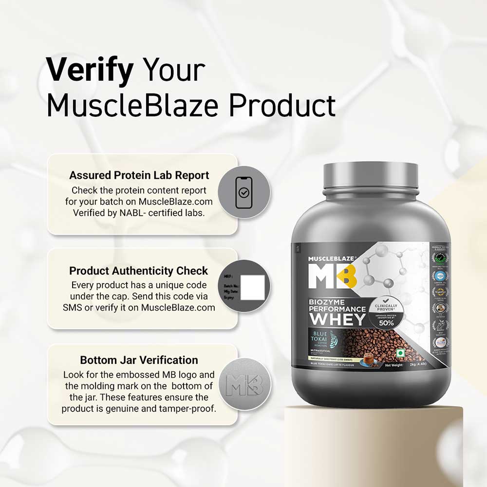 1 - MuscleBlaze Biozyme Performance Whey,  4.4 lb  Blue Tokai Cafe Latte