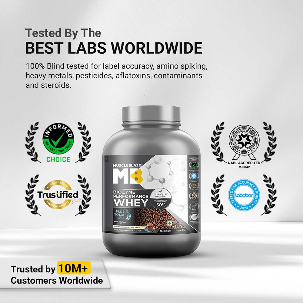6 - MuscleBlaze Biozyme Performance Whey,  4.4 lb  Blue Tokai Cafe Latte