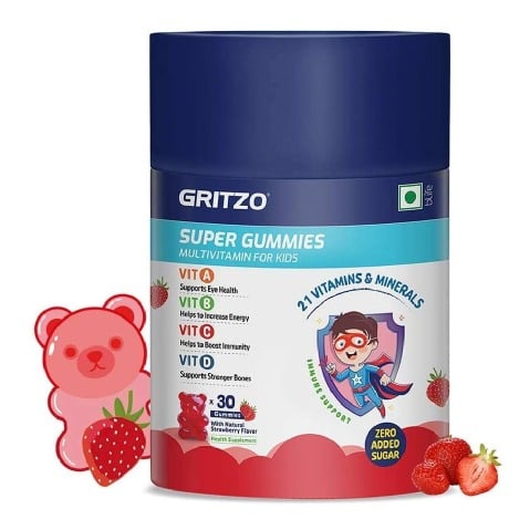 1 - Gritzo Super Gummies Multivitamin for Kids OP, 30 gummies Natural Strawberry