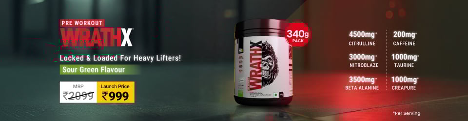 MuscleBlaze Pre Workout WrathX, 340 g (0.75 lb), Sour Green | Launch - 999 | Backup