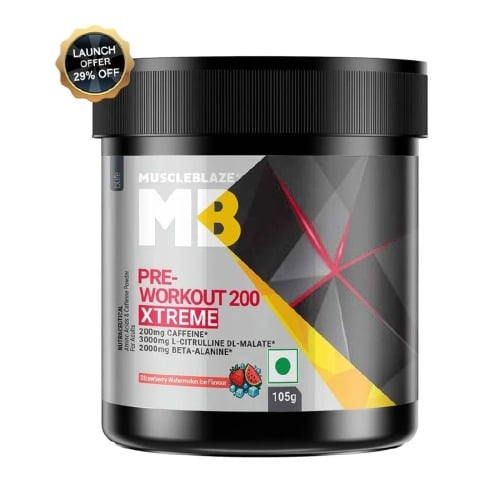 MuscleBlaze PRE Workout 200 Xtreme, 0.23 lb Strawberry Watermelon Ice