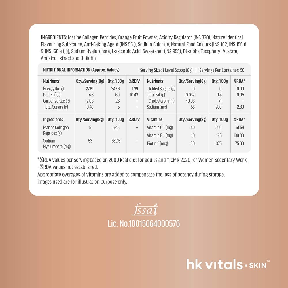 10-(11 - HK Vitals Skin Radiance Collagen,  Marine Collagen  400 g  Orange
