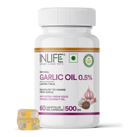 1 - INLIFE Natural Garlic Oil 0.5% with Coconut Oil,  60 veggie capsule(s) 
