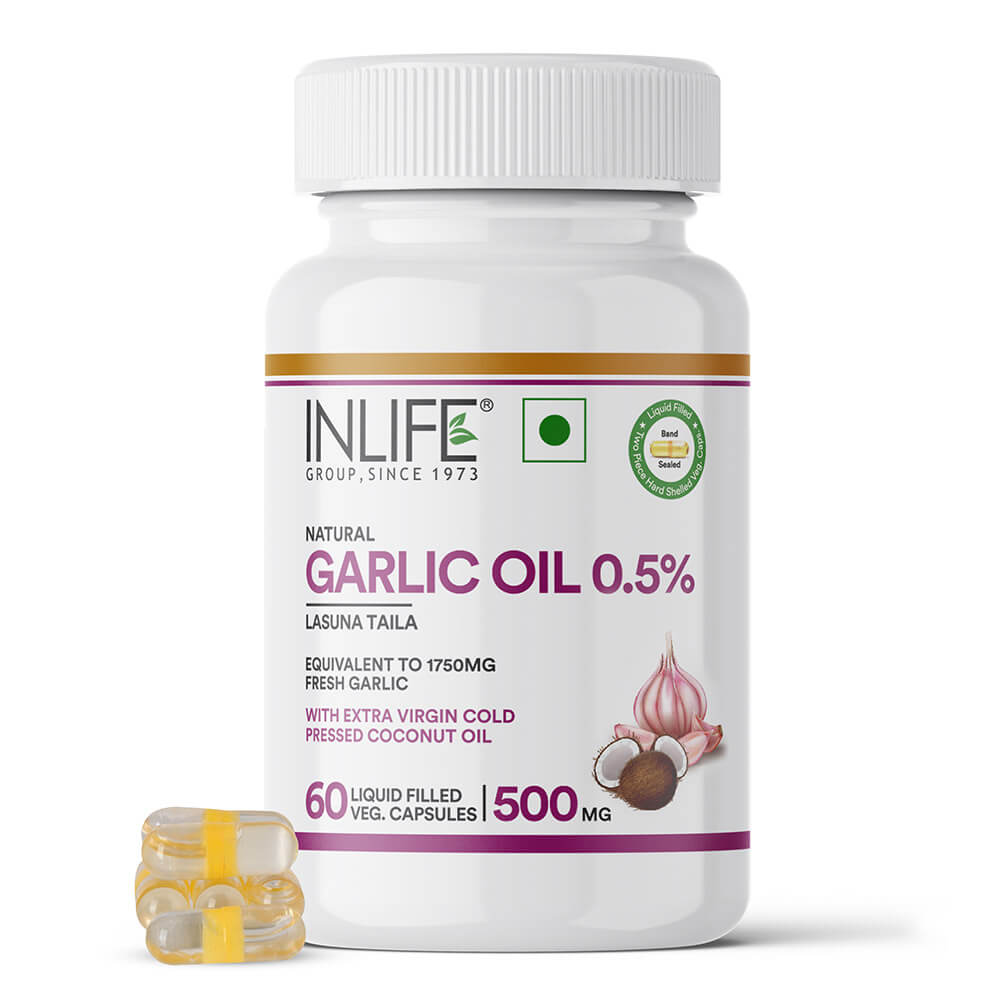 1 - INLIFE Natural Garlic Oil 0.5% with Coconut Oil,  60 veggie capsule(s) 