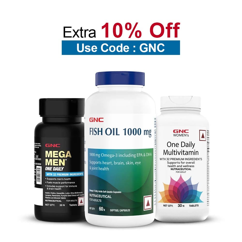 GNC Mega Men One Daily Multivitamin 30 Tablets with Fish Oil 60 Softgels &Women's One Daily Multivitamin 30 Tablets,  3 Piece(s)/Pack  Unflavoured 