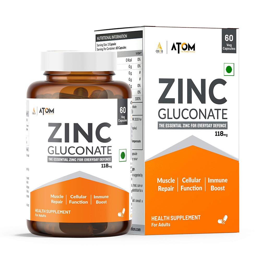 1 - AS-IT-IS Nutrition ATOM Zinc Gluconate 118mg,  60 veggie capsule(s) 