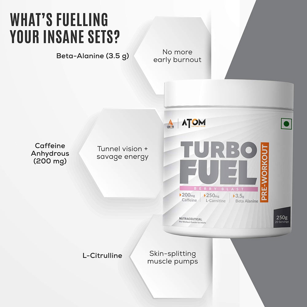 4 - AS-IT-IS Nutrition ATOM Turbo Fuel Pre-Workout,  0.55 lb  Berry Blast 