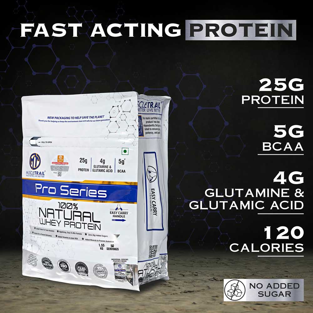 6 - Muscle Trail Pro Series 100% Natural Whey Protein,  50 sachets/pack  Chocolate (with Free Shaker Inside) 