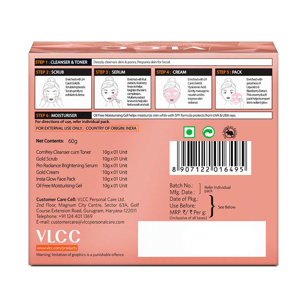 8 - VLCC Gold Facial kit,  60 g  for Sensitive Skin 