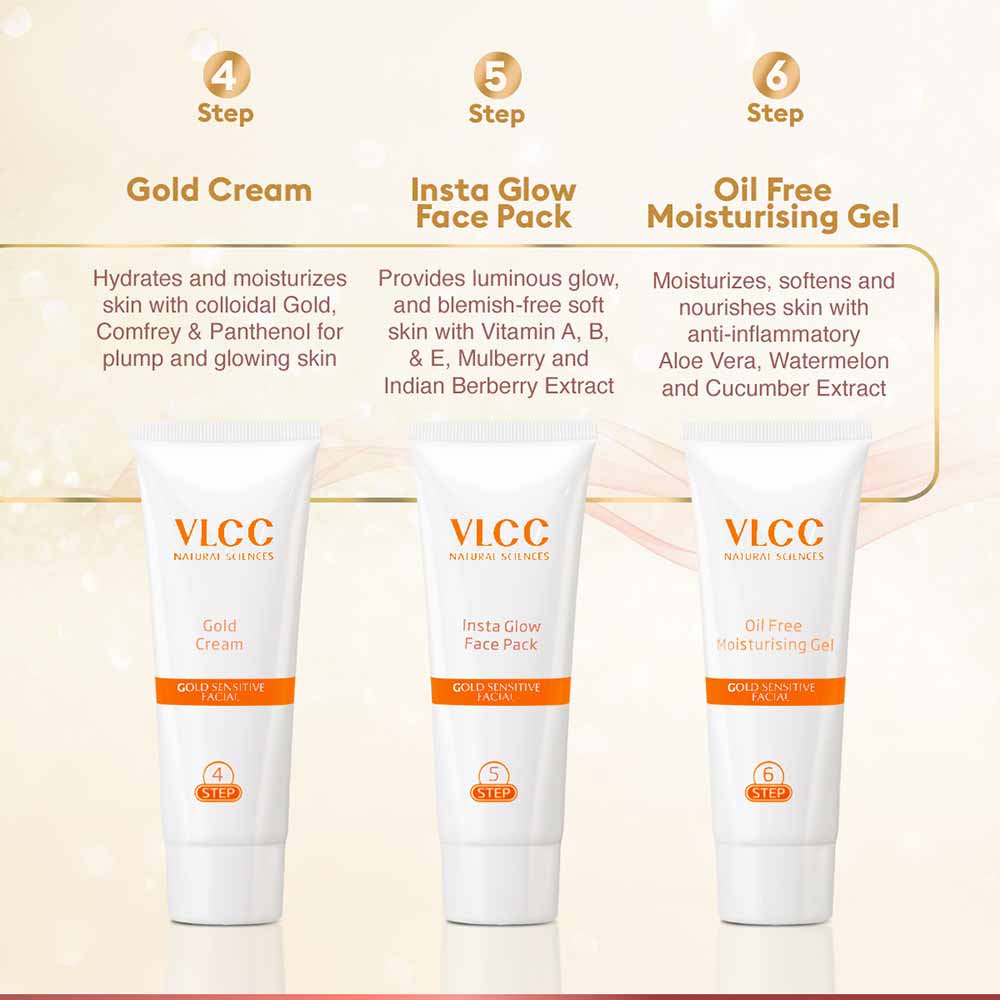6 - VLCC Gold Facial kit,  60 g  for Sensitive Skin 