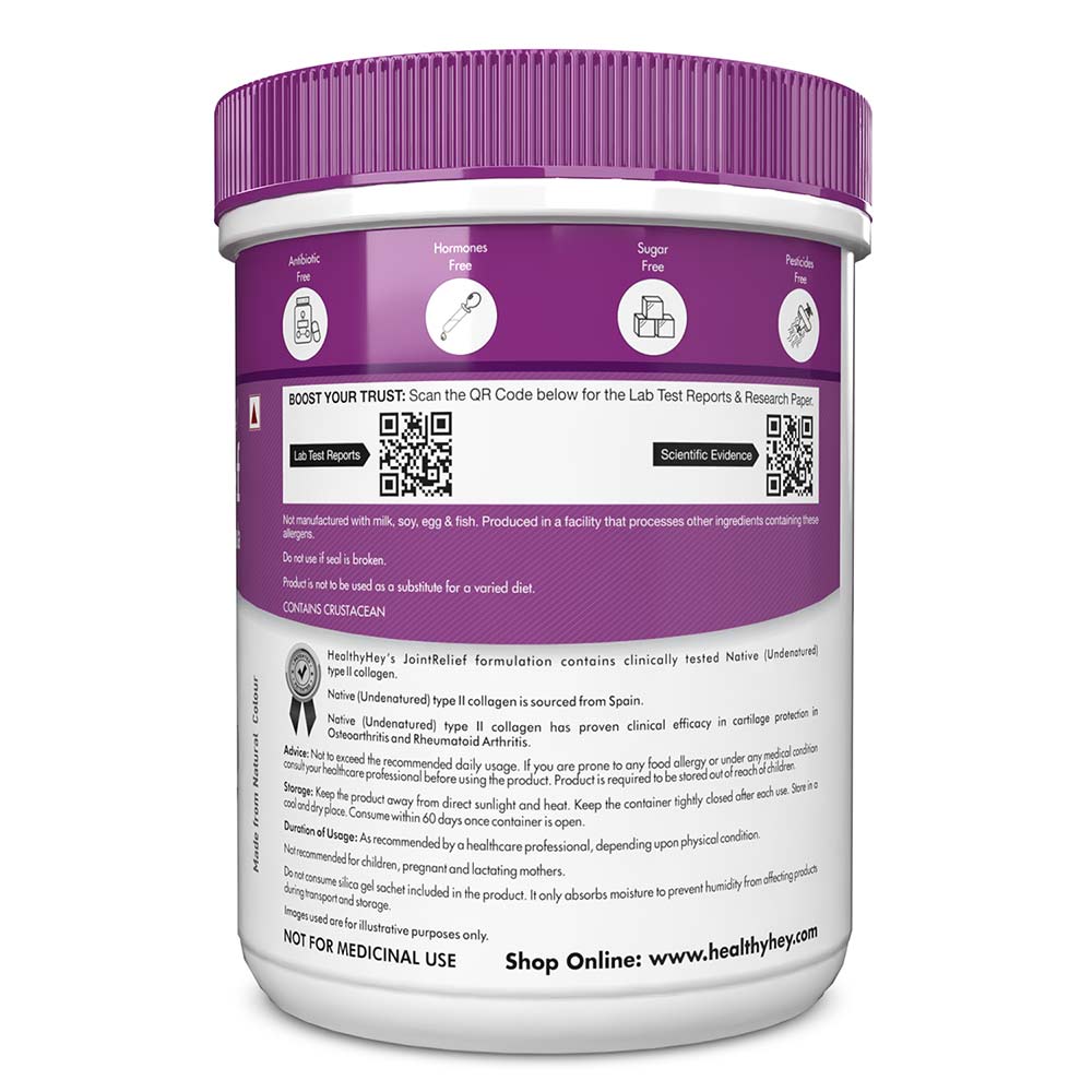 3 - HealthyHey Nutrition JointRelief Collagen Peptide Type 1 2 & 3 (Hydrolysed),  200 g  Orange 