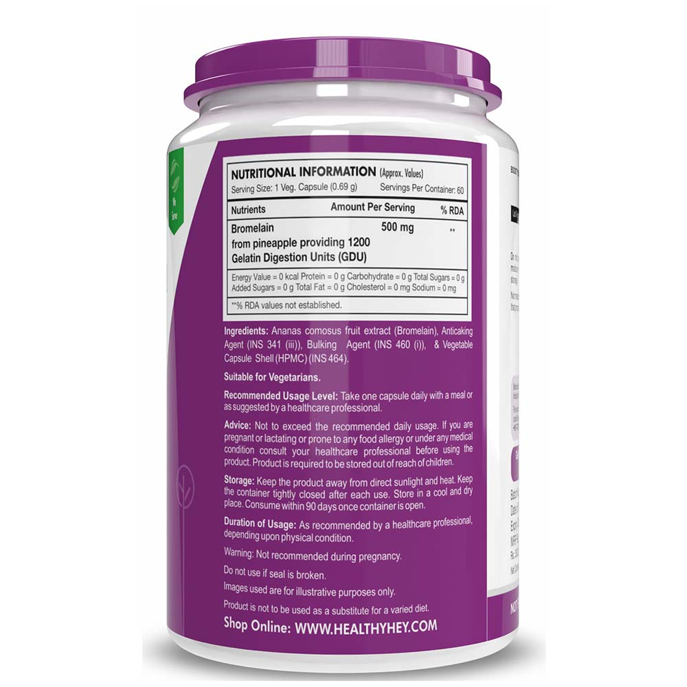 3 - HealthyHey Nutrition Pineapple Bromelain,  60 capsules 