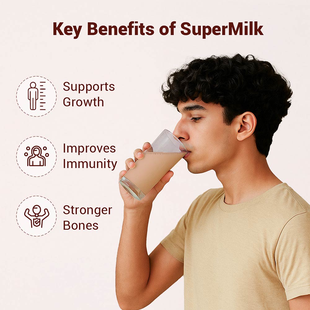 3 - Supermilk Gritzo Height+ for 13+ Yrs Boys Personalized Protein & Nutrition Drink Mix,  800 g  Double Chocolate