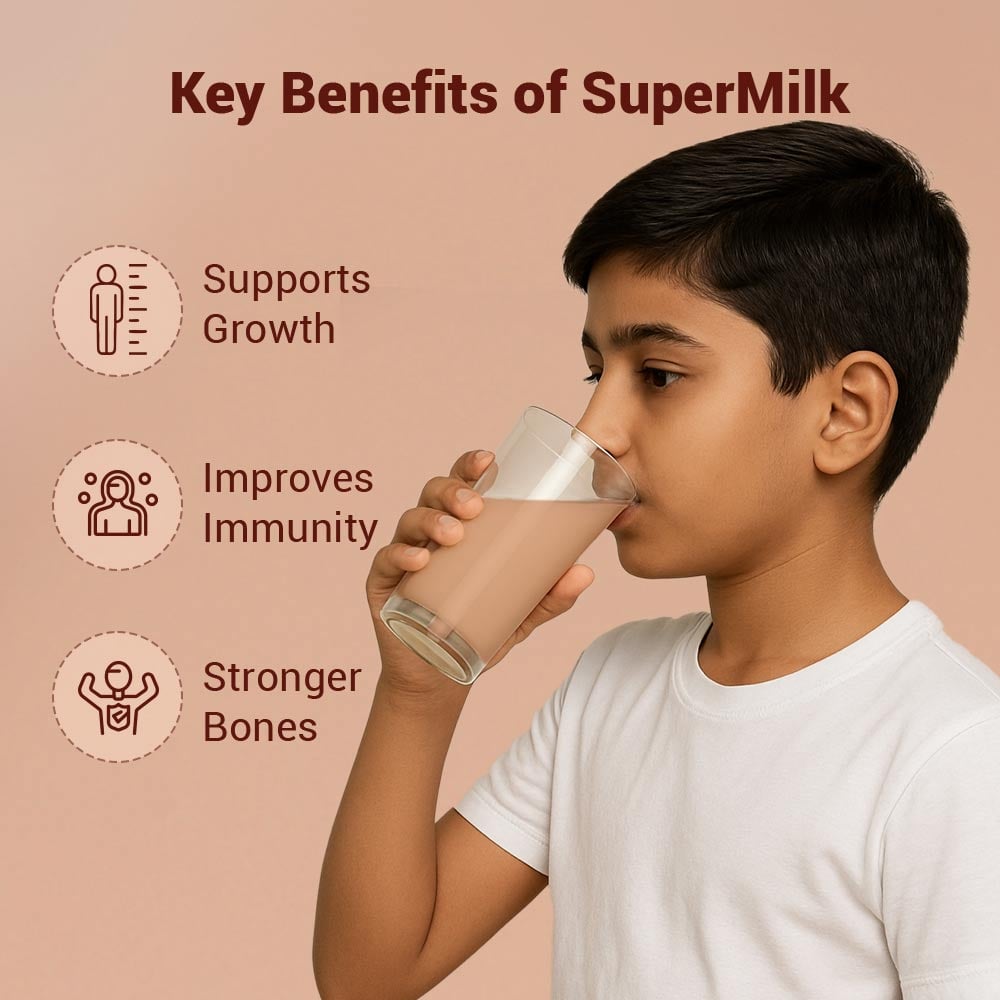 3 - Supermilk Height+ for Boy 7 to 12 years,  800 g  Double Chocolate  7-12 Yrs  Boy  Height+  With Unrefined Sugar