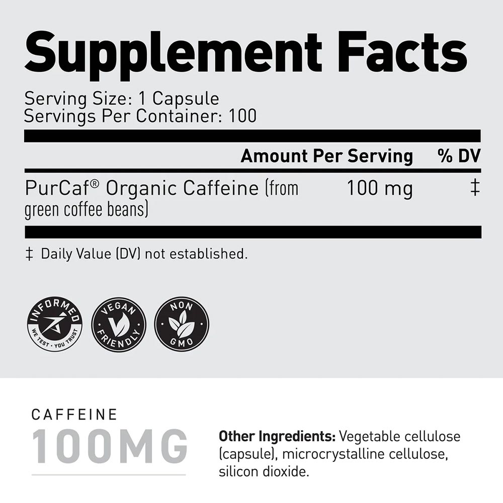 2 - Kaged Muscle Caffeine (200 mg),  100 capsules  Unflavoured 