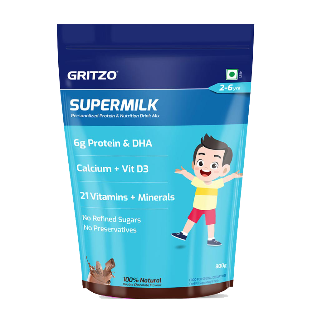 8 - Supermilk Overall Growth for Boy/Girl 2 to 6 years,  800 g  Double Chocolate  2-6 Yrs  Boy/Girl  Overall Growth  With Unrefined Sugar 