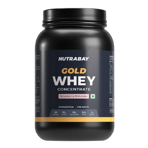 1 - Nutrabay Gold Concentrate Whey Protein,  2.2 lb  Strawberry Milkshake 