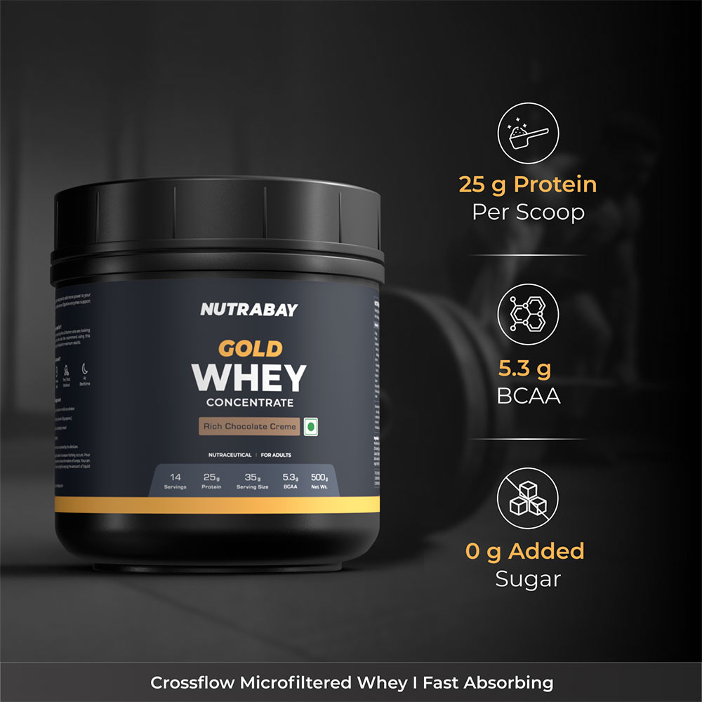 3 - Nutrabay Gold Concentrate Whey Protein,  1.1 lb  Rich Chocolate Creme 