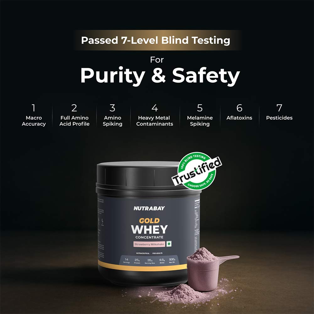 4 - Nutrabay Gold Concentrate Whey Protein,  1.1 lb  Strawberry Milkshake 