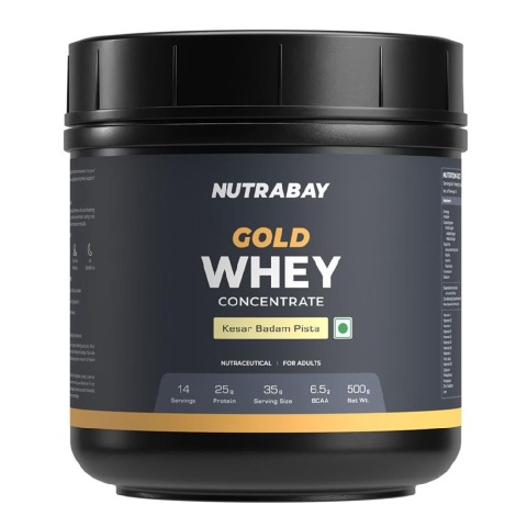 1 - Nutrabay Gold Concentrate Whey Protein,  1.1 lb  Kesar Badam Pista 