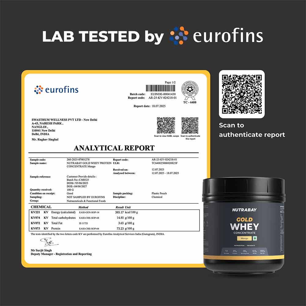 5 - Nutrabay Gold Concentrate Whey Protein,  1.1 lb  Mango 
