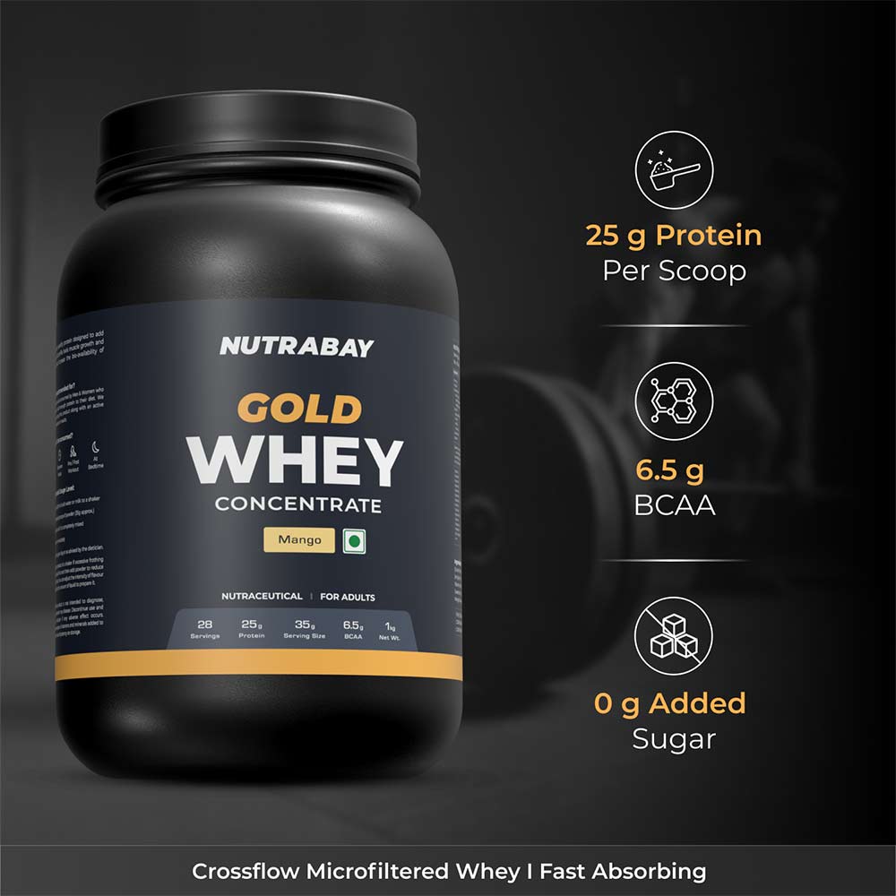 3 - Nutrabay Gold Concentrate Whey Protein,  2.2 lb  Mango 