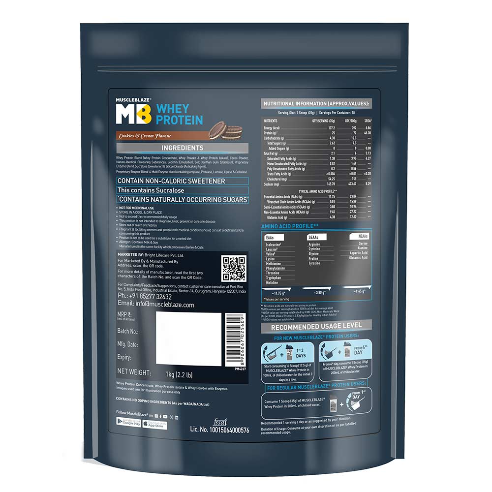3 - MuscleBlaze Whey Protein,  2.2 lb  Cookies and Cream 