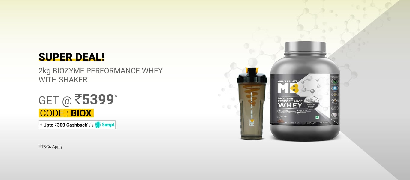 MuscleBlaze Biozyme Performance Whey Rich Chocolate with Shaker - Get @ 5399 using BIOX