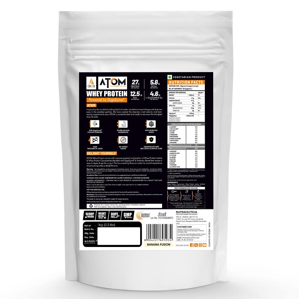 2 - AS-IT-IS Nutrition ATOM Whey Protein with Enzymes,  2.2 lb  Banana Fusion 