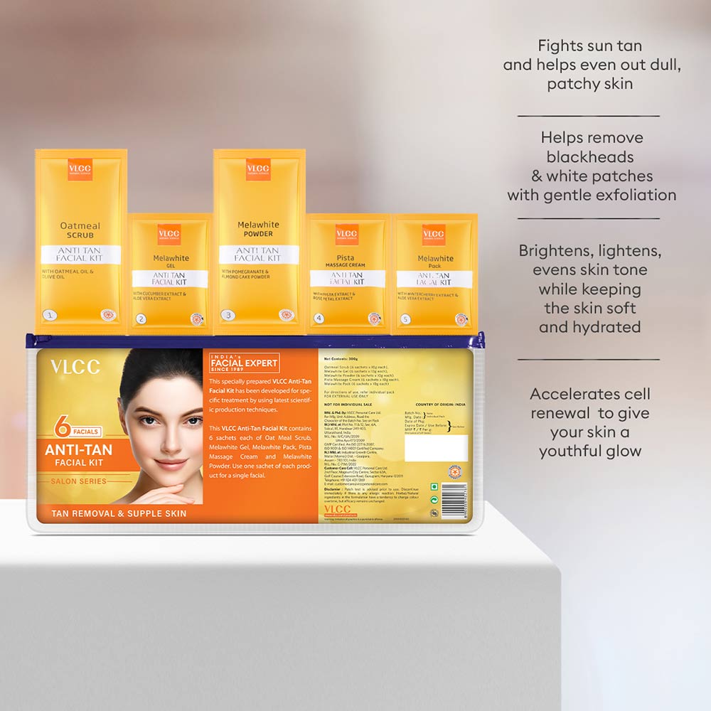 3 - VLCC Anti Tan Facial Kit,  300 g  to Remove Sun Tan & Dark Spots 