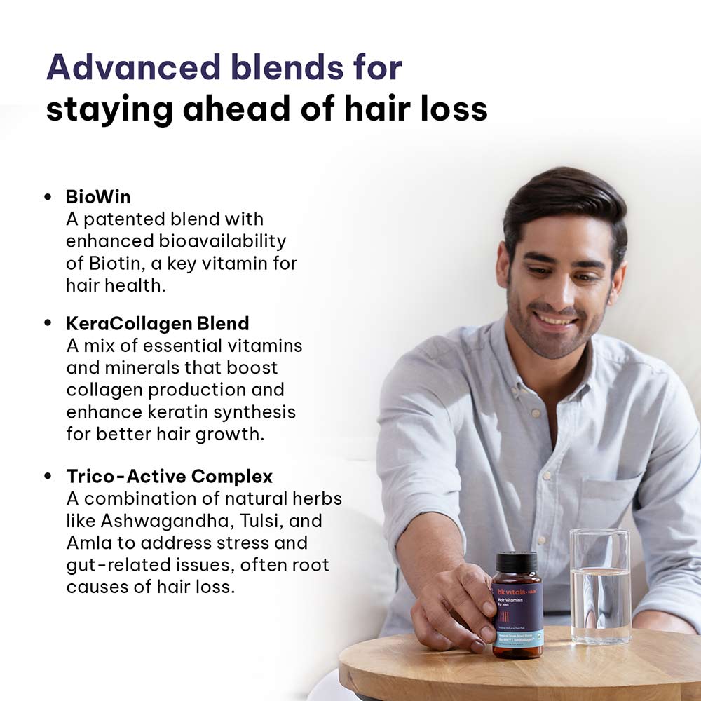 HK Vitals Hair Vitamins for Men,  30 tablets  Unflavoured