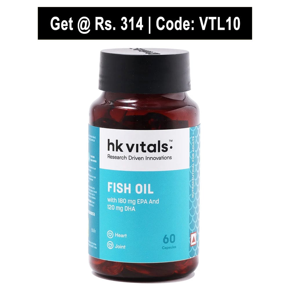HK Vitals Fish Oil 1000mg with 180mg EPA and 120mg DHA,  60 capsules 