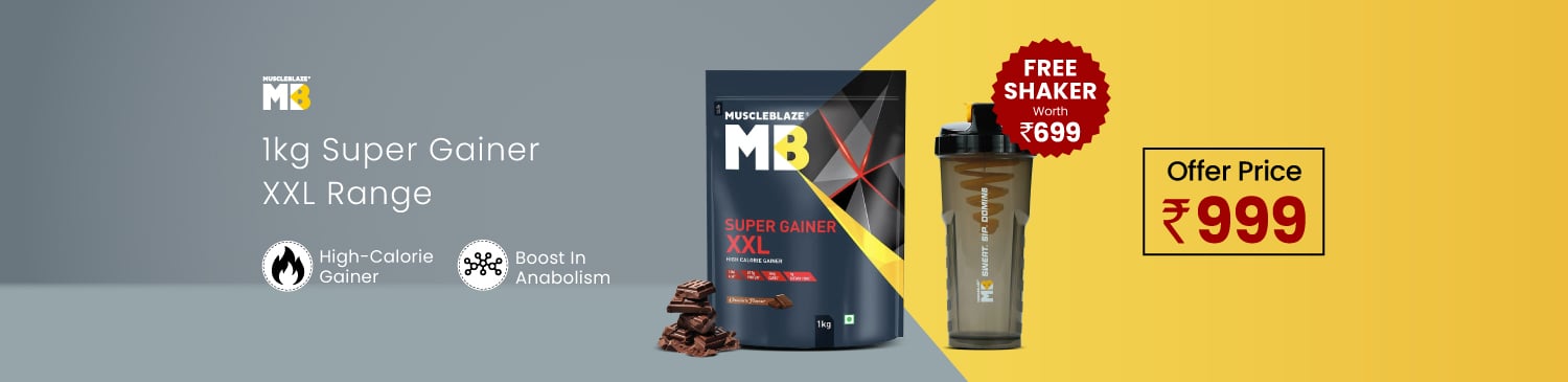 Super Gainer 1kg Range | Offer Price - 999 with Free Shaker