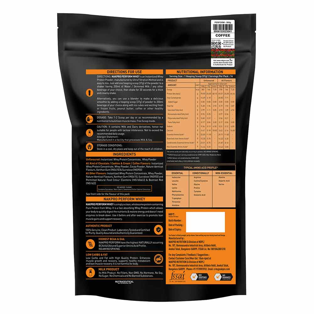 2 - Nakpro Perform Whey Protein Concentrate,  1.1 lb  Coffee 