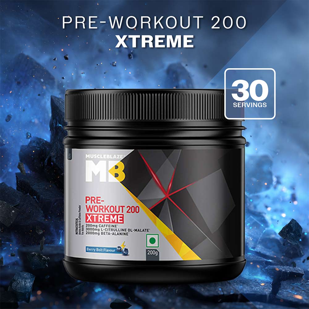2 - MuscleBlaze PRE Workout 200 Xtreme,  0.44 lb  Berry Bolt