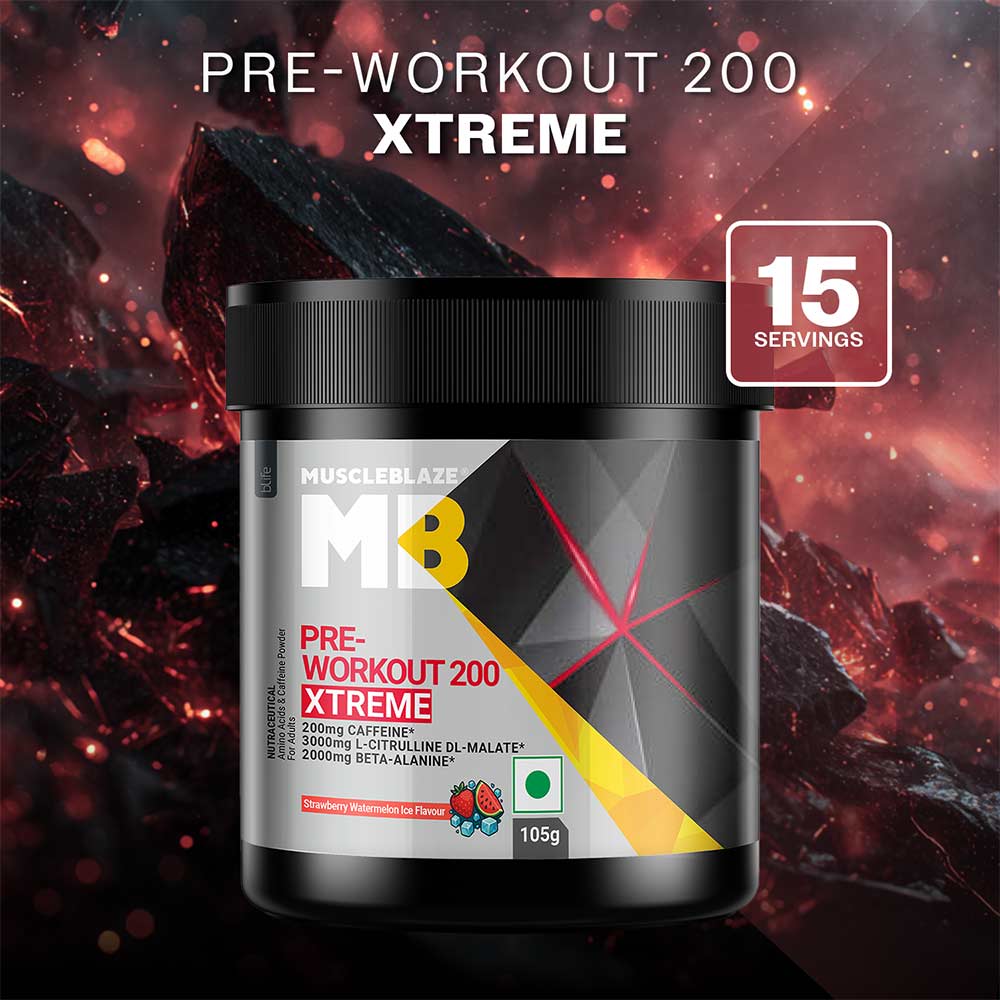 2 - MuscleBlaze PRE Workout 200 Xtreme,  0.23 lb  Strawberry Watermelon Ice