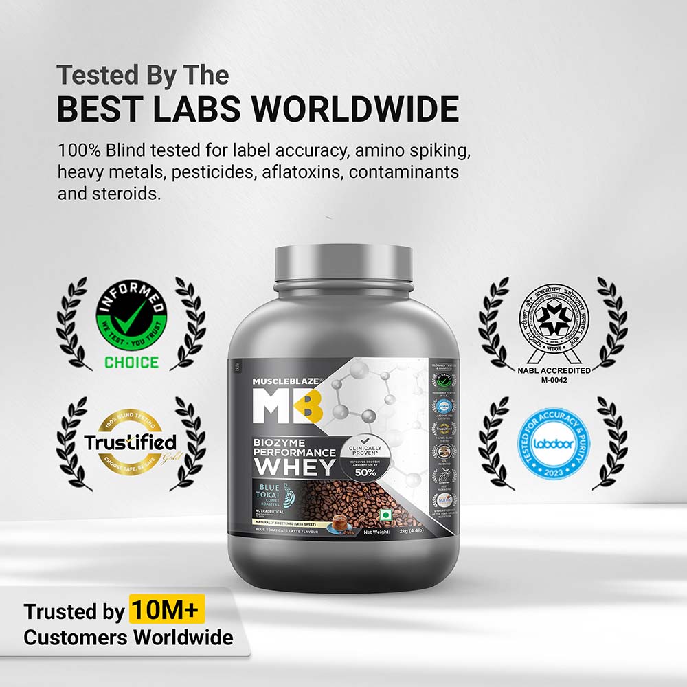 7 - MuscleBlaze Biozyme Performance Whey,  4.4 lb  Blue Tokai Cafe Latte