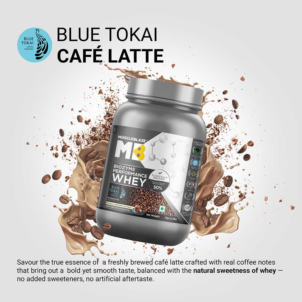 4 - MuscleBlaze Biozyme Performance Whey,  2.2 lb  Blue Tokai Cafe Latte