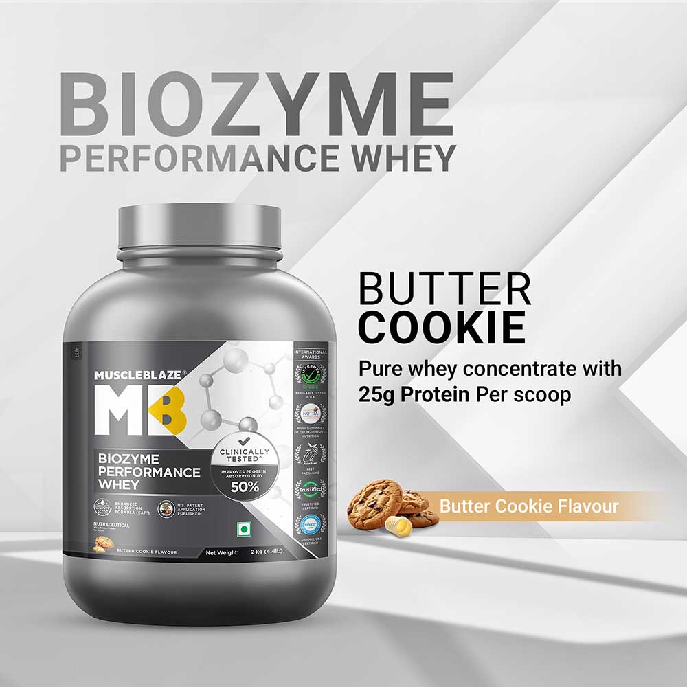 2 - MuscleBlaze Biozyme Performance Whey,  4.4 lb  Butter Cookie