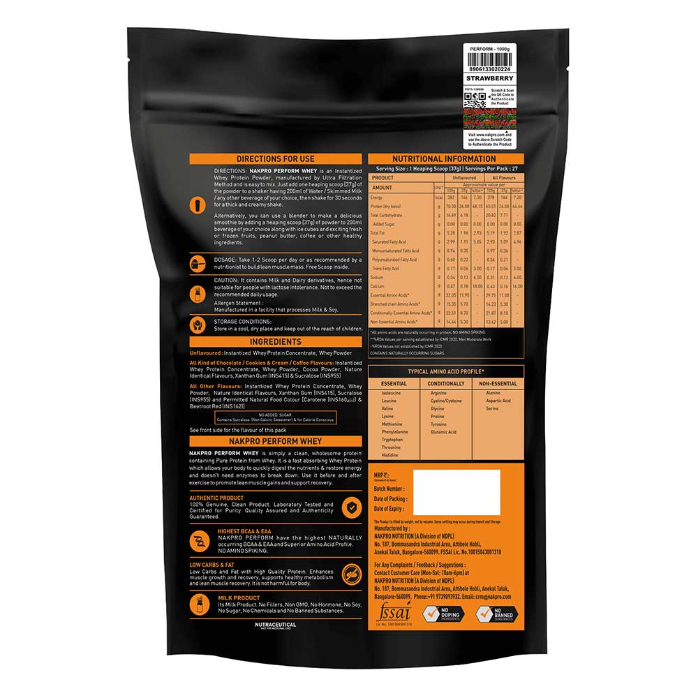 2 - Nakpro Perform Whey Protein Concentrate,  2.2 lb  Strawberry 