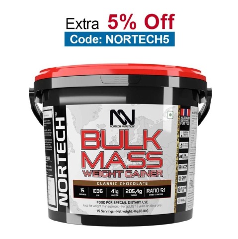 Nortech Nutrition Bulk Mass Weight Gainer,  8.8 lb  Classic Chocolate 