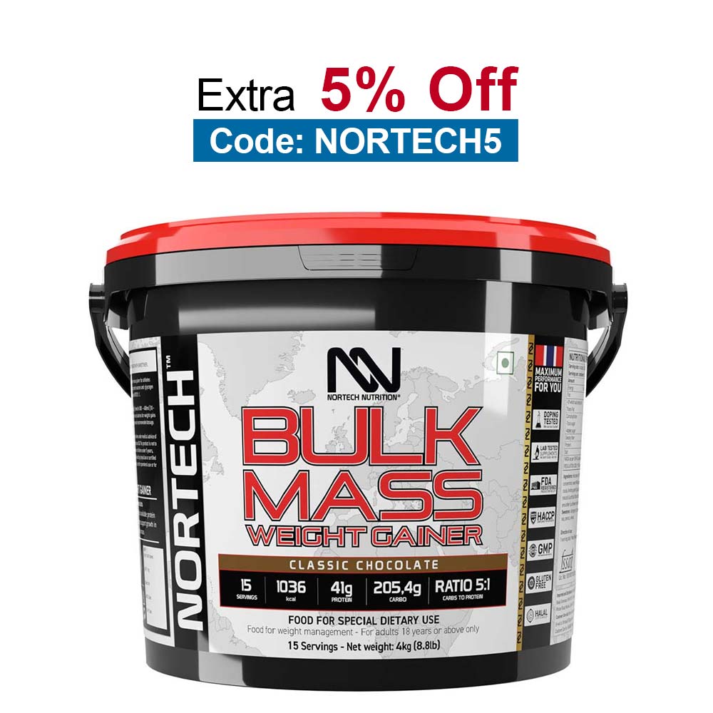Nortech Nutrition Bulk Mass Weight Gainer,  8.8 lb  Classic Chocolate 